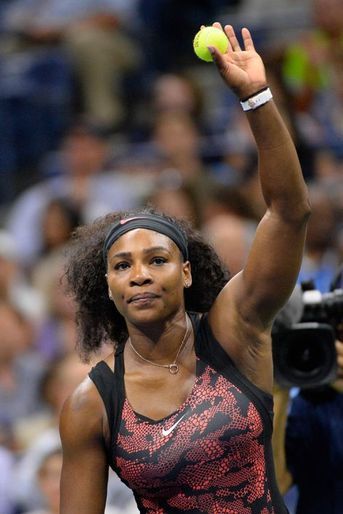 Serena Williams lors de son premier match de l&#039;US Open 2015 le 31 août 