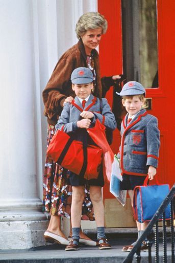 Lady Diana avec ses fils les princes William et Harry le 26 avril 1990