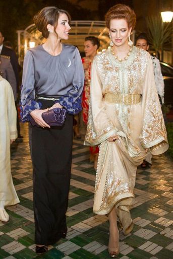 La reine Rania de Jordanie (avec la reine Lalla Salma du Maroc), le 11 mars 2015