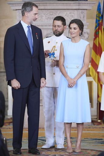 La reine Letizia et le roi Felipe VI d'Espagne à Madrid, le 19 juin 2019