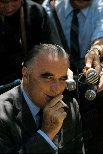 Le candidat Georges Pompidou en campagne lors de l'élection présidentielle en juin 1969.