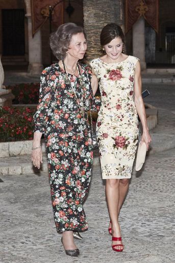L&#039;ex-reine Sofia et la reine Letizia d&#039;Espagne à Palma de Majorque, le 4 août 2017