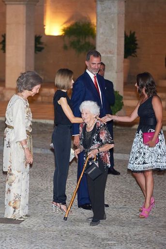 Le roi Felipe VI d&#039;Espagne, la reine Letizia et l&#039;ex-reine Sofia à Palma de Majorque, le 5 août 2015