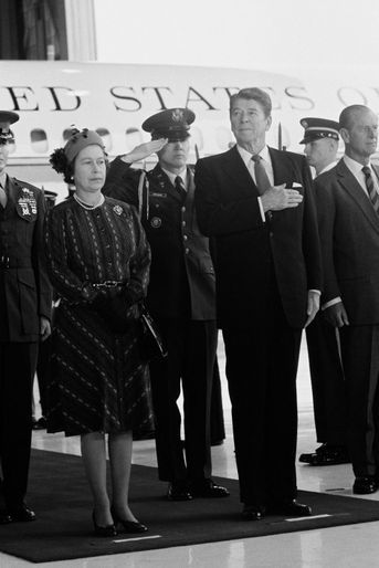 La reine Elizabeth II avec le président des Etats-Unis Ronald Reagan, aux Etats-Unis le 28 février 1983