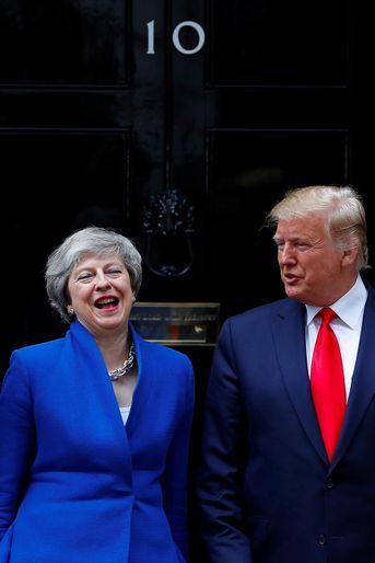 Donald et Melania Trump reçus au 10 Downing Street par Philip et Theresa May, le 4 juin 2019.