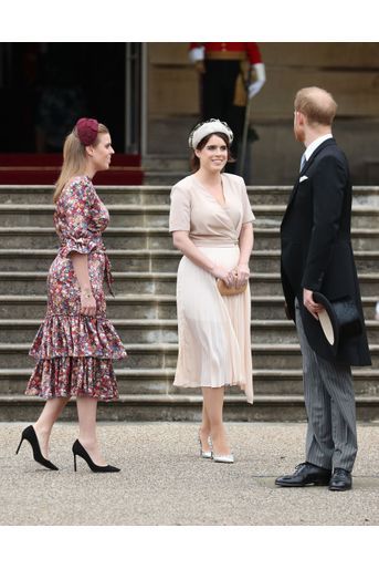 Les princesses Eugenie et Beatrice d'York et le prince Harry à Londres, le 29 mai 2019
