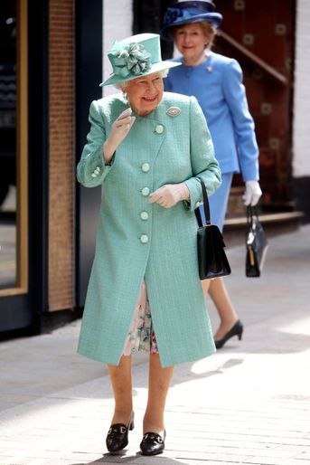 La reine Elizabeth II en vert menthe à Londres, le 22 mai 2019