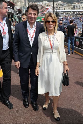 Christian Estrosi et sa femme Laura Tenoudji au Grand Prix de Formule 1 de Monaco le 25 mai 2019