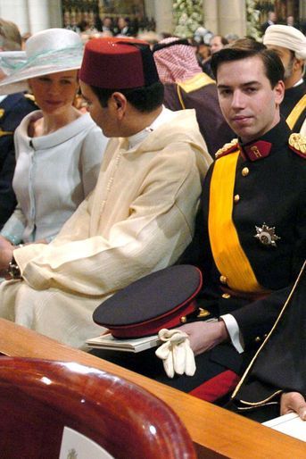 La princesse Mathilde de Belgique, le prince Moulay Rachid du Maroc et le prince Guillaume de Luxembourg à Madrid, le 22 mai 2019