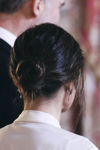 Le chignon de la reine Letizia d&#039;Espagne à Madrid, le 22 janvier 2019