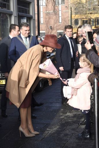 La reine Maxima des Pays-Bas à son arrivée à Heerlen, le 31 janvier 2019