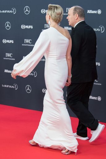 La princesse Charlène de Monaco, de dos, le 22 février 2018