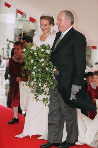 Mathilde d&#039;Udekem d&#039;Acoz, à Bruxelles le 4 décembre 1999, jour de son mariage avec son père