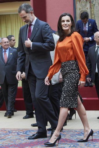 La reine Letizia et le roi Felipe VI d&#039;Espagne à Madrid, le 3 mars 2020
