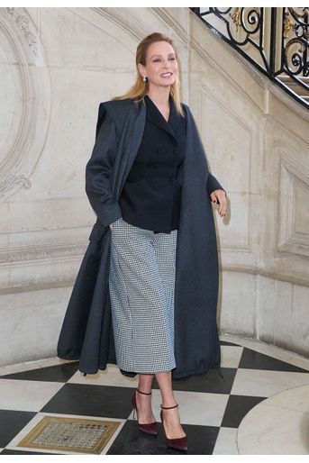 Uma Thurman lors du défilé Dior Haute Couture printemps-été 2020, qui a eu lieu au Musée Rodin lundi 20 janvier 2020. 