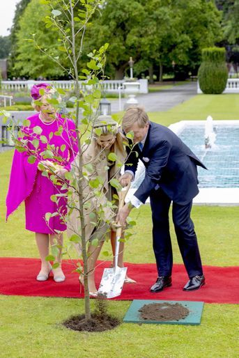 La reine Maxima et le roi Willem-Alexander des Pays-Bas avec la First Lady d&#039;Irlande à Dublin, le 12 juin 2019