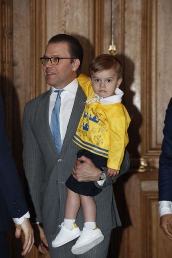 Les princes Daniel et Oscar de Suède à Stockholm, le 21 mai 2018