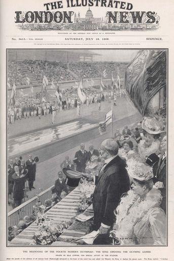 Le roi Edward VII et la reine Alexandra lors de la cérémonie d'ouverture des JO de Londres, le 27 avril 1908