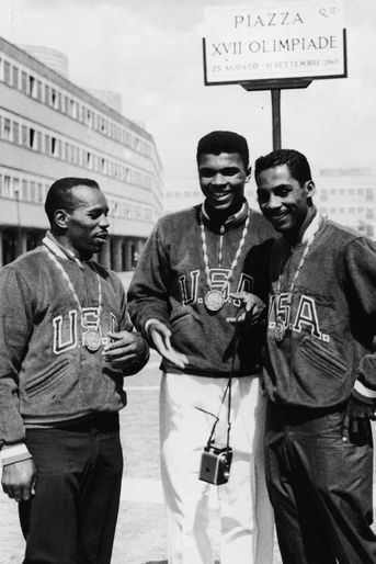 Eddie Crook, Cassius Clay et Skeeter McClure, les trois médaillée d&#039;or américains, le 9 Septembre 1960