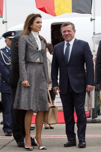 La reine Rania de Jordanie à Bruxelles avec le roi Abdallah II, le 17 mai 2016
