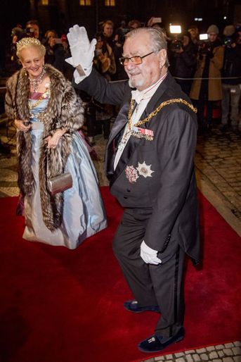 Le prince Henrik de Danemark avec la reine Margrethe II, le 1er janvier 2017