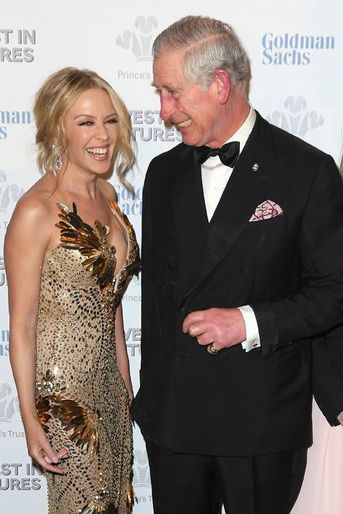 Le prince Charles avec Kylie Minogue à Londres, le 4 février 2016
