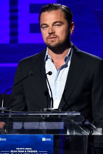 Leonardo DiCaprio fait un discours au gala &quot;Help Haïti&quot;, le 9 janvier 2016