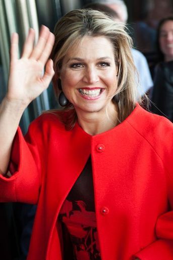 La reine Maxima des Pays-Bas à une réunion au théâtre Beatrix à Utrecht, le 14 avril 2015