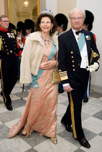 La reine Silvia et le roi Carl XVI Gustaf de Suède à Copenhague, le 15 avril 2015