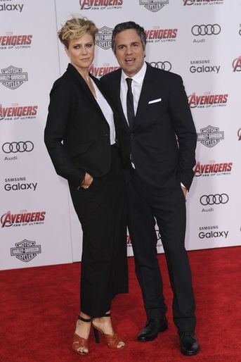 Mark Rufallo et son épouse Sunrise Coigney à Los Angeles le 13 avril 2015