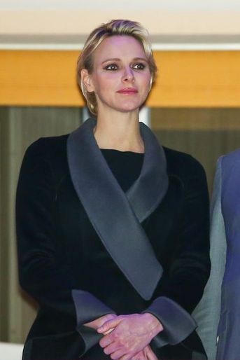 La princesse Charlène au balcon du Palais de Monaco, le 3 avril 2015