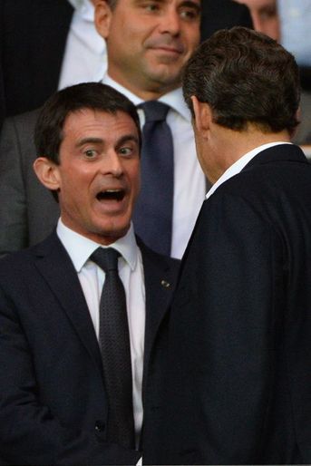 Manuel Valls et Nicolas Sarkozy à Paris le 15 avril 2015