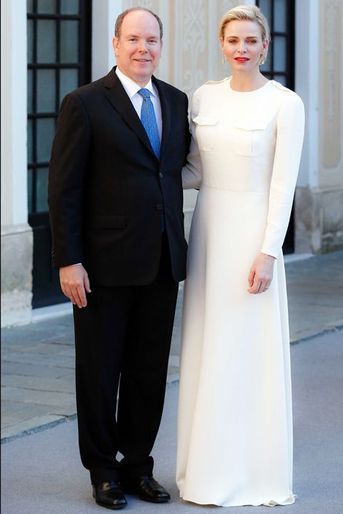 La princesse Charlène et le prince Albert II de Monaco au Palais princier à Monaco, le 17 juin 2015