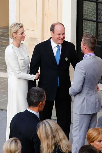 La princesse Charlène et le prince Albert II de Monaco au Palais princier à Monaco, le 17 juin 2015