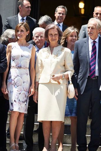 La reine Letizia et l'ex-reine Sofia d'Espagne à la remise des prix de l'Unicef à Madrid, le 23 juin 2015