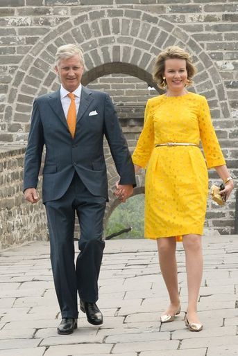 La reine Mathilde et le roi Philippe de Belgique sur la Grande Muraille de Chine, à côté de Pékin le 23 juin 2015 