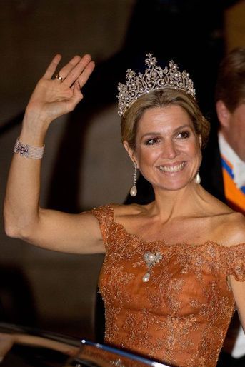 La reine Maxima des Pays-Bas après le dîner de gala des diplomates à Amsterdam, le 24 juin 2015