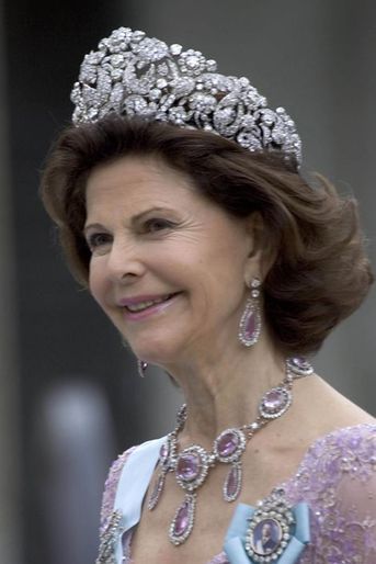 La reine Silvia porte le diadème "Braganza Diamond Tiara", le 19 juin 2010