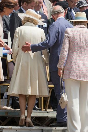 Le prince Charles et Camilla avec la princesse Astrid de Belgique à Waterloo, le 17 juin 2015