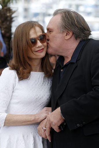 Isabelle Huppert et Gérard Depardieu à Cannes le 22 mai 2015