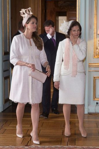 La princesse Madeleine et la reine Silvia au Palais royal à Stockholm, le 17 mai 2015