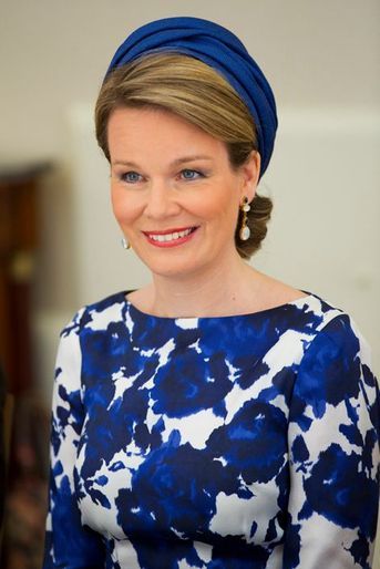 La reine Mathilde à la résidence de l’ambassadeur de Belgique à La Haye, le 20 mai 2015