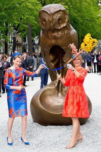 La reine Mathilde de Belgique et la reine Maxima des Pays-Bas à La Haye, le 20 mai 2015