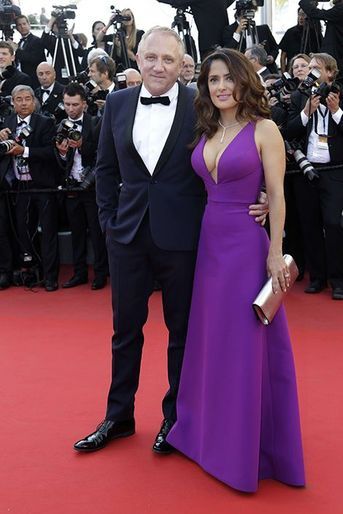 François-Henri Pinault et Salma Hayek (en Gucci) à Cannes le 17 mai 2015
