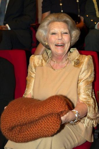 La princesse Beatrix des Pays-Bas au Theater Aan Het Spui à La Haye, le 21 mai 2015