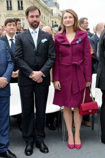 La princesse Stéphanie et le prince Guillaume de Luxembourg à Paris, le 8 mai 2015