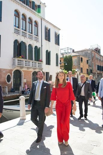 La princesse Stéphanie et le prince Guillaume de Luxembourg à Venise, le 7 mai 2015