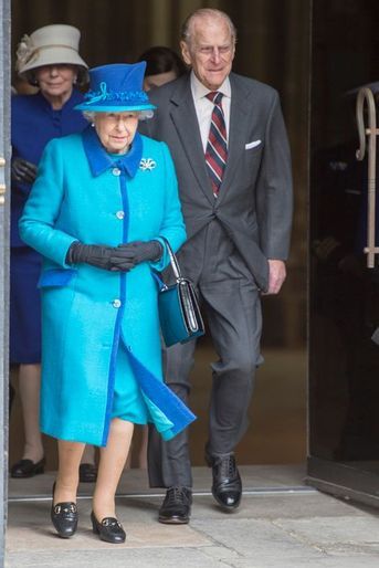 La reine Elizabeth II avec le duc d&#039;Edimbourg à Canterbury, le 26 mars 2015