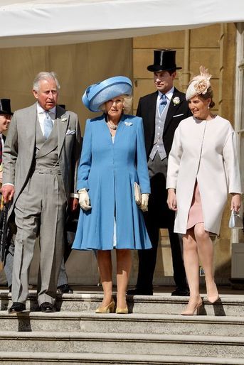 Le prince Charles et Camilla, le prince Andrew et Sophie de Wessex à Buckingham Palace à Londres, le 12 mai 2015
