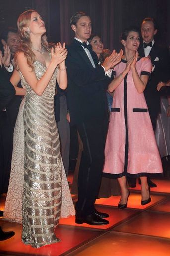 Beatrice Borromeo et Pierre Casiraghi avec sa soeur Charlotte au 61ème bal de la Rose à Monaco, le 28 mars 2015